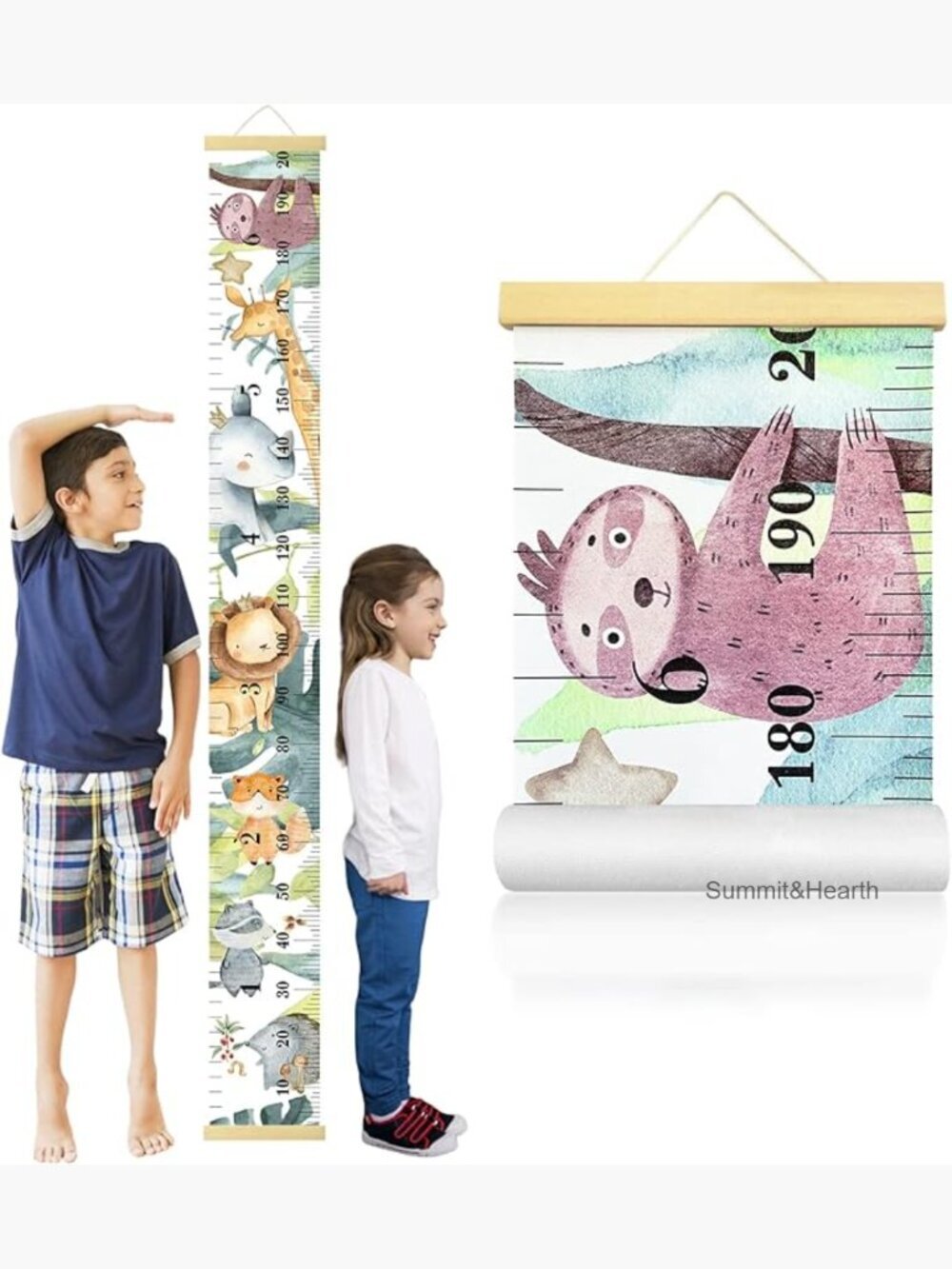 Kids Growth Chart Wall Decor 7.9x79 Inch Waterproof Canvas Height Measurement